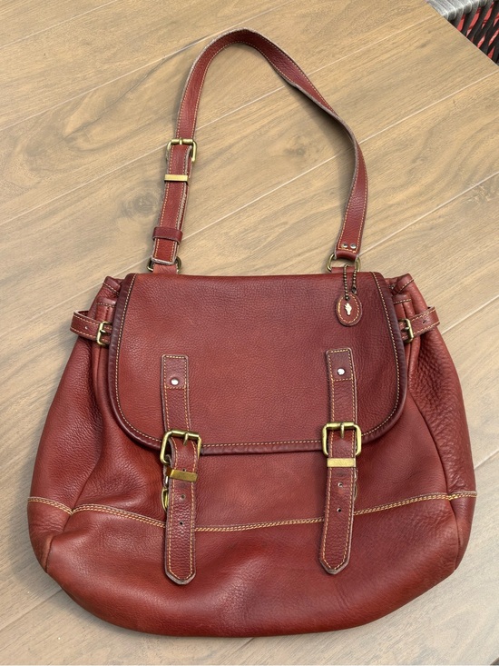Roots Handbags - Vintage Roots Genuine Leather Satchel Shoulder Bag in Brick Red